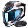 Casque Integral Scorpion Exo 1500 Air Sleek White Red Blue + Kit Bluetooth Lokui K30