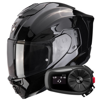 Casque Integral Scorpion Exo 1500 Air Solid Black + Kit Bluetooth 5S Solo