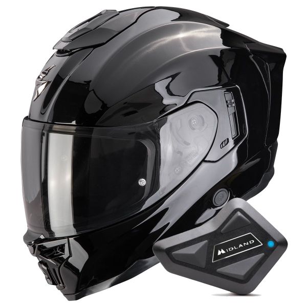 Casque Integral Scorpion Exo 1500 Air Solid Black + Kit Bluetooth BT Mini