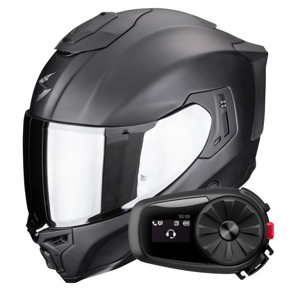 Casque Integral Scorpion Exo 1500 Air Solid Matt Black + Kit Bluetooth 5S Solo