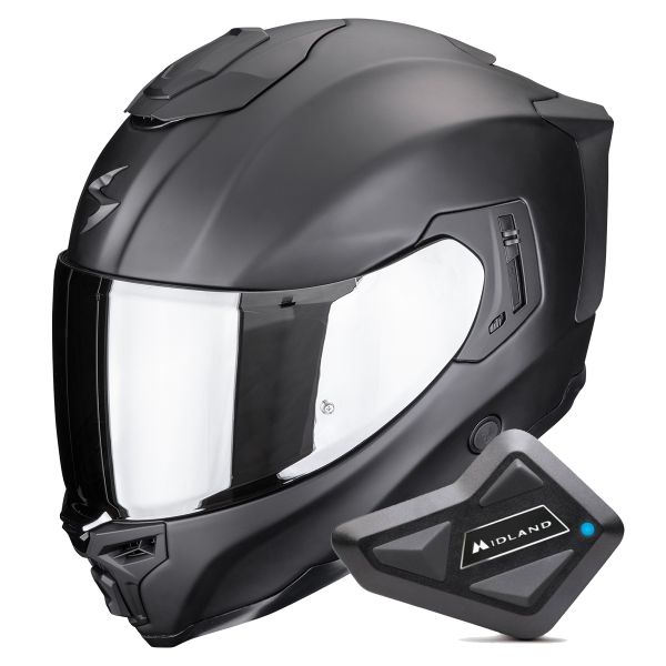 Casque Integral Scorpion Exo 1500 Air Solid Matt Black + Kit Bluetooth BT Mini