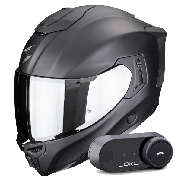 Casque Integral Scorpion Exo 1500 Air Solid Matt Black + Kit Bluetooth Lokui K30