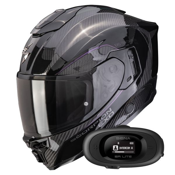 Casque Integral Scorpion Exo 1500 Carbon Air Mundi Black Chameleon + Kit bluetooth 5R Lite Solo