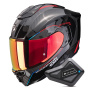 Casque Integral Scorpion Exo 1500 Carbon Air Mundi Black Red + Kit Bluetooth BT Mini
