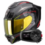 Casque Integral Scorpion Exo 1500 Carbon Air Mundi Black Red Yellow + Kit Bluetooth 5S Solo