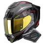 Casque Integral Scorpion Exo 1500 Carbon Air Mundi Black Red Yellow + Kit Bluetooth BT Mini