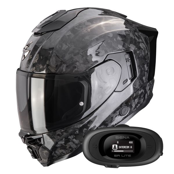 Casque Integral Scorpion Exo 1500 Carbon Air Onyx Solid Black + Kit bluetooth 5R Lite Solo