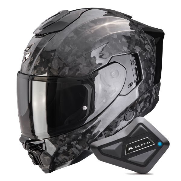 Casque Integral Scorpion Exo 1500 Carbon Air Onyx Solid Black + Kit Bluetooth BT Mini