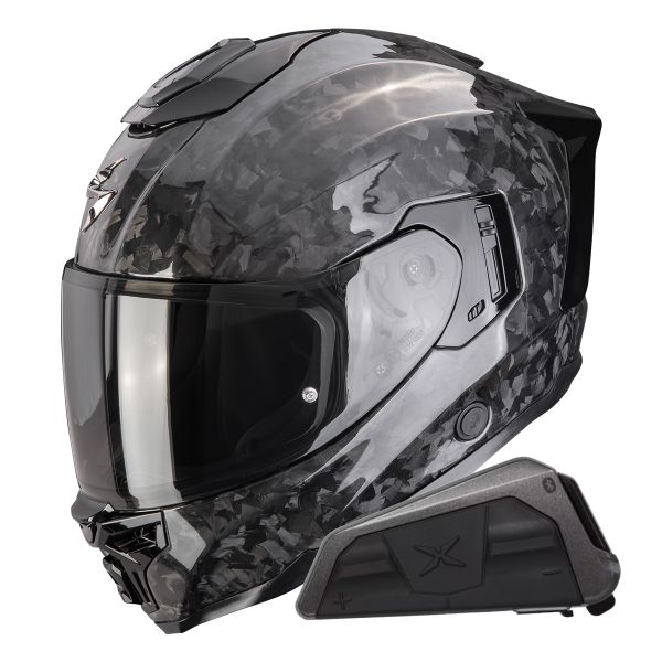 Casque Integral Scorpion Exo 1500 Carbon Air Onyx Solid Black + Kit bluetooth Exo-Com Link-1