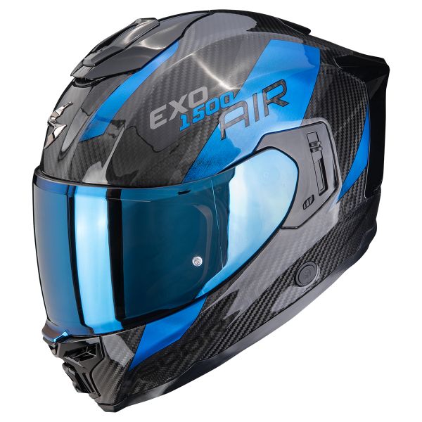 Casque Integral Scorpion Exo 1500 Carbon Air Platted Black Blue Casque Integral Scorpion Exo 1500 Carbon Air Platted Black Blue