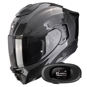 Casque Integral Scorpion Exo 1500 Carbon Air Solid Black + Kit bluetooth 5R Lite Solo