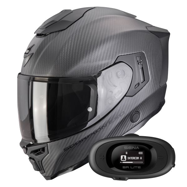 Casque Integral Scorpion Exo 1500 Carbon Air Solid Matt Black + Kit bluetooth 5R Lite Solo