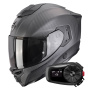 Casque Integral Scorpion Exo 1500 Carbon Air Solid Matt Black + Kit Bluetooth 5S Solo