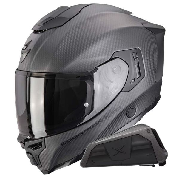 Casque Integral Scorpion Exo 1500 Carbon Air Solid Matt Black + Kit bluetooth Exo-Com Link-1