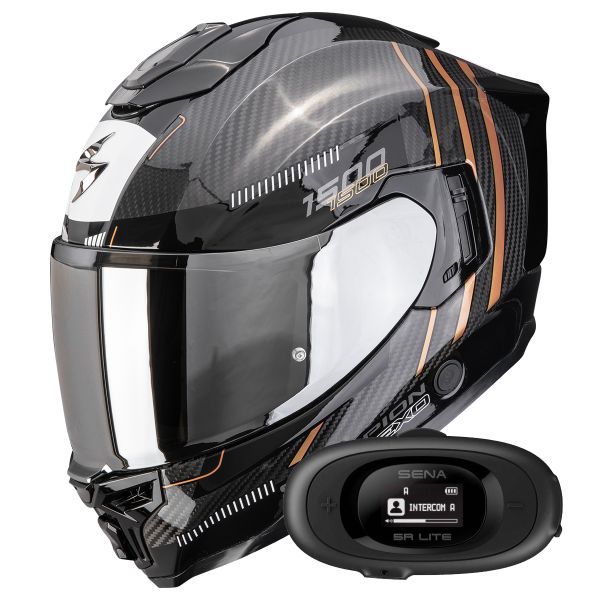Casque Integral Scorpion Exo 1500 Carbon Air Zity Black Copper + Kit bluetooth 5R Lite Solo