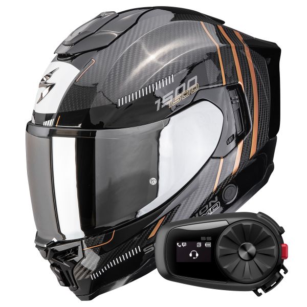 Casque Integral Scorpion Exo 1500 Carbon Air Zity Black Copper + Kit Bluetooth 5S Solo