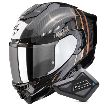 Casque Integral Scorpion Exo 1500 Carbon Air Zity Black Copper + Kit Bluetooth BT Mini