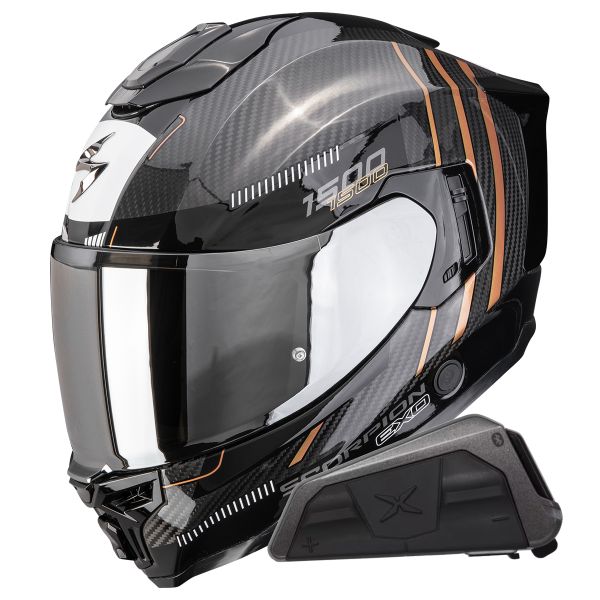 Casque Integral Scorpion Exo 1500 Carbon Air Zity Black Copper + Kit bluetooth Exo-Com Link-1