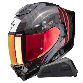 Casque Integral Scorpion Exo 1500 Carbon Air Zity Black Red + Kit bluetooth Exo-Com Link-1