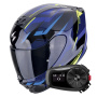 Casque Integral Scorpion Exo 391 Aaxo Black Blue + Kit Bluetooth 5S