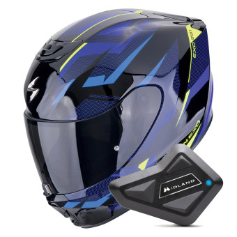 Casque Integral Scorpion Exo 391 Aaxo Black Blue + Kit bluetooth BT Mini