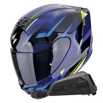 Casque Integral Scorpion Exo 391 Aaxo Black Blue + Kit bluetooth Exo-Com Link-1 Casque Integral Scorpion Exo 391 Aaxo Black Blue + Kit bluetooth Exo-Com Link-1