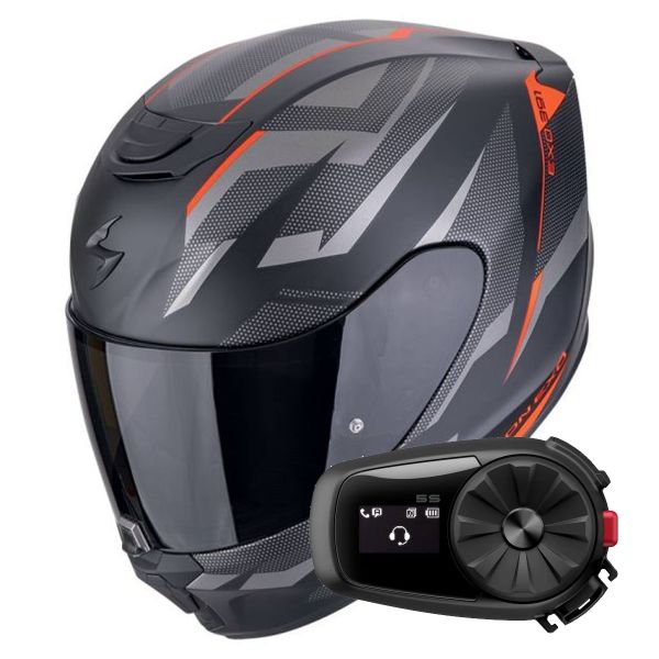 Casque Integral Scorpion Exo 391 Aaxo Matt Black Red + Kit Bluetooth 5S