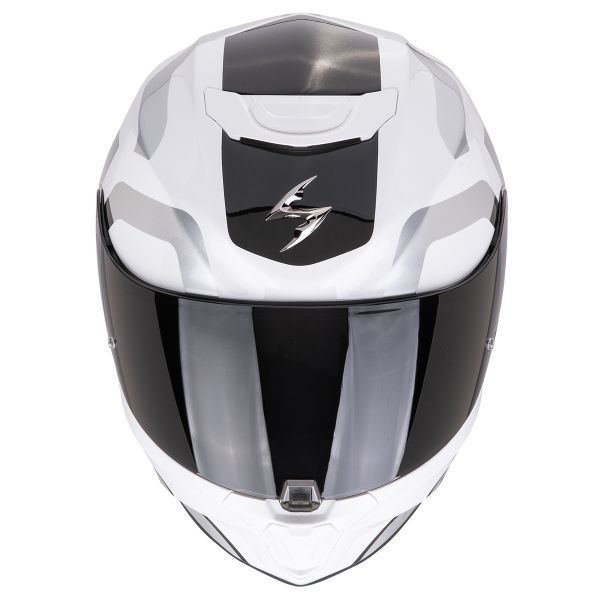 Scorpion Exo 391 Arok White Black Silver + Kit bluetooth Exo-Com Link-1C