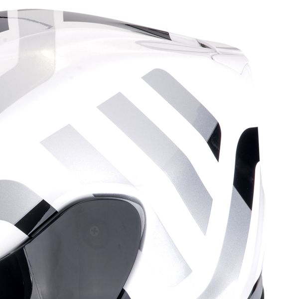 Scorpion Exo 391 Arok White Black Silver + Kit bluetooth Exo-Com Link-1C