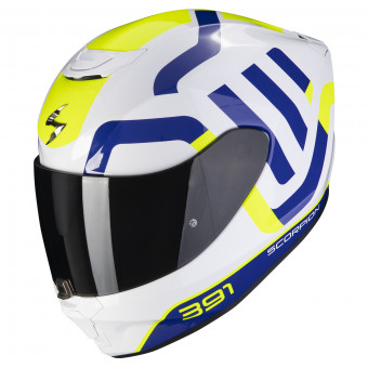 Casque Integral Scorpion Exo 391 Arok White Blue Neon Yellow Casque Integral Scorpion Exo 391 Arok White Blue Neon Yellow