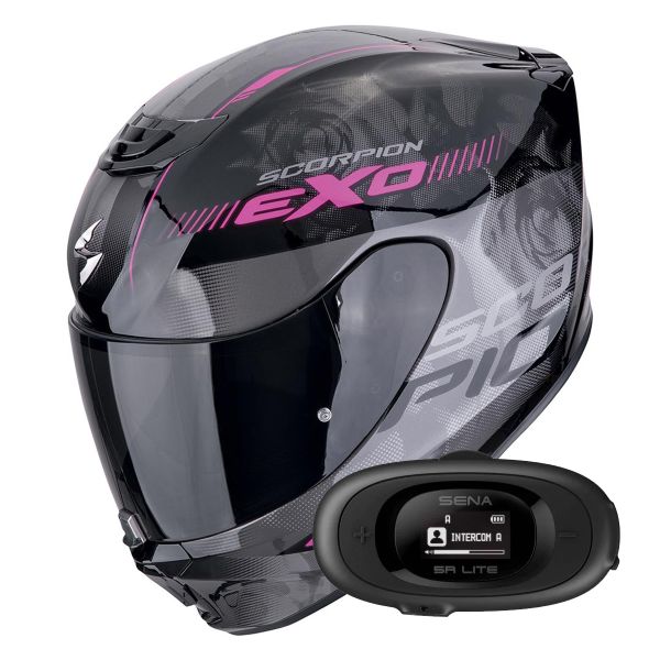 Casque Integral Scorpion Exo 391 Ava Black Pink + Kit bluetooth 5R Lite