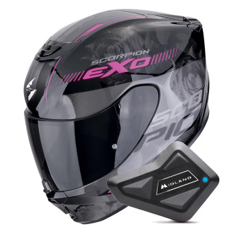 Casque Integral Scorpion Exo 391 Ava Black Pink + Kit bluetooth BT Mini