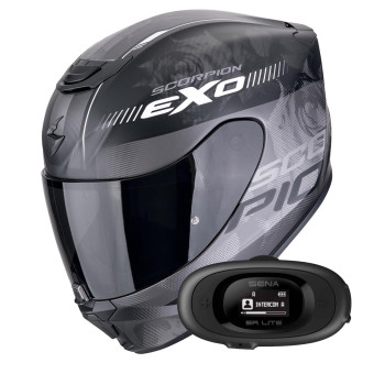 Casque Integral Scorpion Exo 391 Ava Matt Black Silver + Kit bluetooth 5R Lite