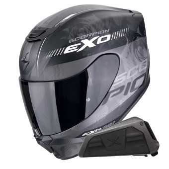 Casque Integral Scorpion Exo 391 Ava Matt Black Silver + Kit bluetooth Exo-Com Link-1