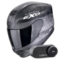 Casque Integral Scorpion Exo 391 Ava Matt Black Silver + Kit Bluetooth Lokui K30