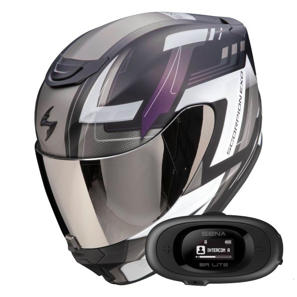 Casque Integral Scorpion Exo 391 Captor Black Mat Cameleon + Kit bluetooth 5R Lite Solo