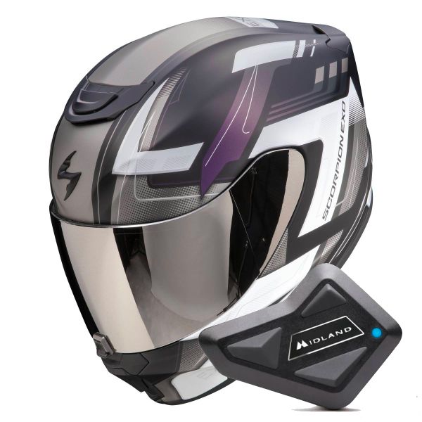 Casque Integral Scorpion Exo 391 Captor Black Mat Cameleon + Kit Bluetooth BT Mini