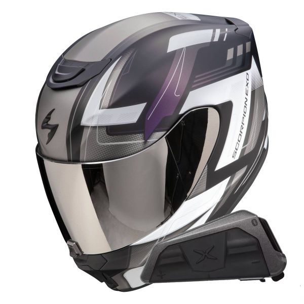 Casque Integral Scorpion Exo 391 Captor Black Mat Cameleon + Kit bluetooth Exo-Com Link-1