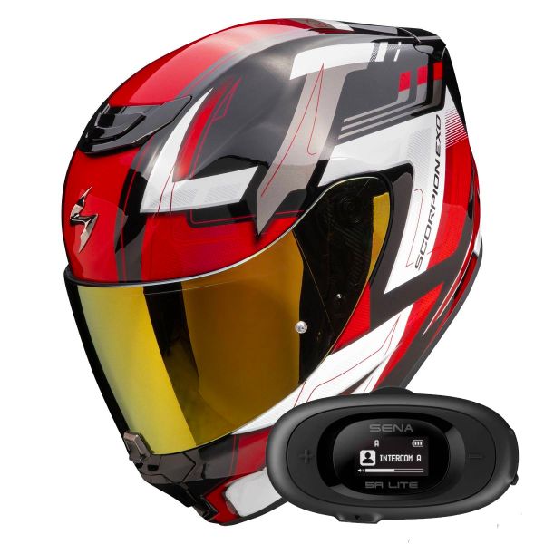 Casque Integral Scorpion Exo 391 Captor Black Red + Kit bluetooth 5R Lite Solo