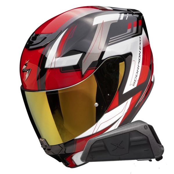 Casque Integral Scorpion Exo 391 Captor Black Red + Kit bluetooth Exo-Com Link-1