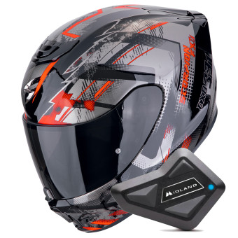 Casque Integral Scorpion Exo 391 Clutter Black Red + Kit Bluetooth BT Mini Casque Integral Scorpion Exo 391 Clutter Black Red + Kit Bluetooth BT Mini