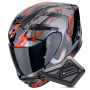 Casque Integral Scorpion Exo 391 Clutter Black Red + Kit Bluetooth BT Mini