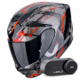 Casque Integral Scorpion Exo 391 Clutter Black Red + Kit Bluetooth Lokui K30