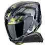 Casque Integral Scorpion Exo 391 Clutter Black Yellow Fluo + Kit bluetooth Exo-Com Link-1