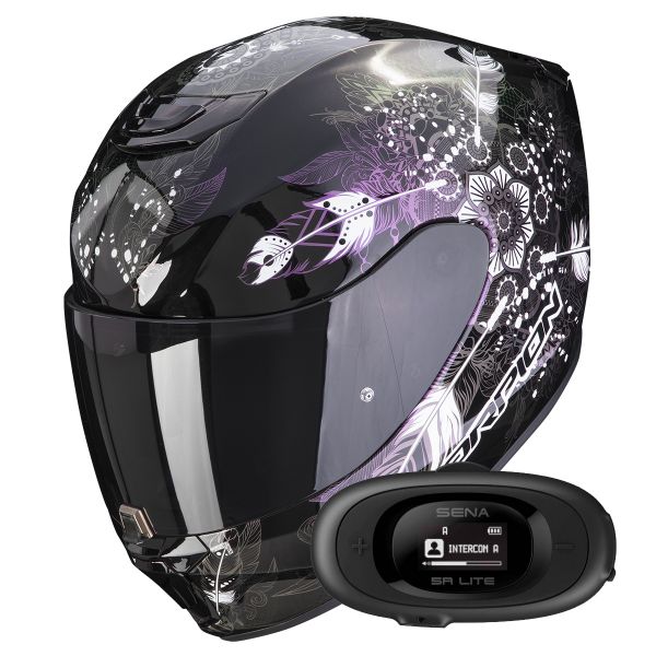 Casque Integral Scorpion Exo 391 Dream Black Chameleon + Kit bluetooth 5R Lite