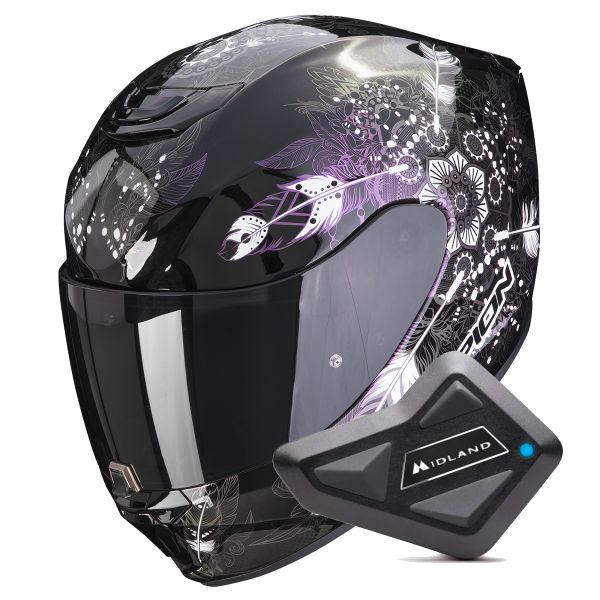 Casque Integral Scorpion Exo 391 Dream Black Chameleon + Kit bluetooth BT Mini