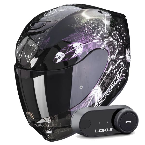 Casque Integral Scorpion Exo 391 Dream Black Chameleon + Kit Bluetooth Lokui K30