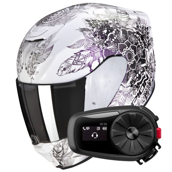 Casque Integral Scorpion Exo 391 Dream White Chameleon + Kit Bluetooth 5S