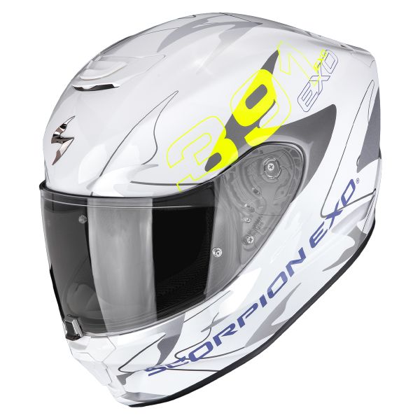 Casque Integral Scorpion Exo 391 Key White Silver Neon Yellow