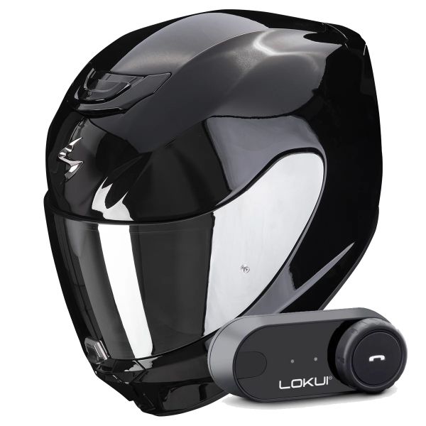 Casque Integral Scorpion Exo 391 Solid Black + Kit Bluetooth Lokui K30 Casque Integral Scorpion Exo 391 Solid Black + Kit Bluetooth Lokui K30